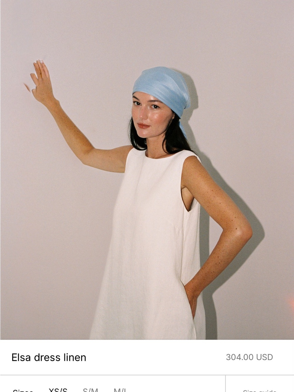 Seliijan linen white minidress from France, v-neck back, hidden pockets size M/L